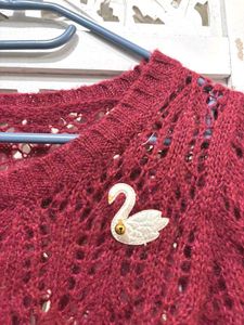 Red Cottagecore Crochet Sweater B