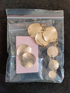 Gold-silver Tone Necklace and Earrings Set