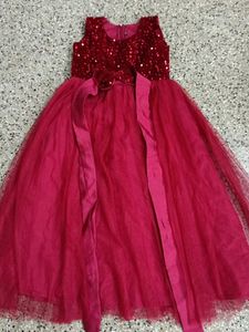Preloved Maroon Sequin Girls Party Dress