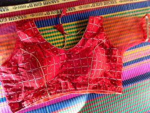 Red Embellished Saree Blouse