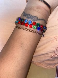 2 In 1 Multicolour American Diamond Necklace