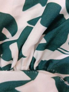 Green &amp; White Botanical Print Midi Dress