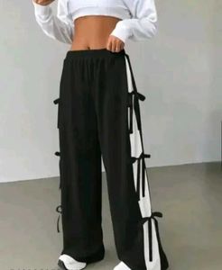 Black Pants with Ribbon Detail