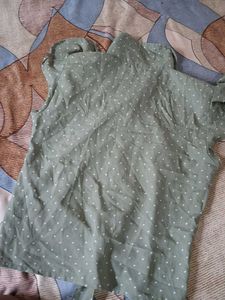 Polka Dot Tie-Front Top