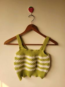 Green Crochet Cropped Top (XS)