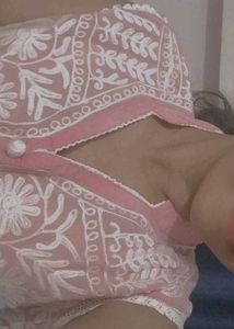 Pink &amp; White Embroidered Tunic