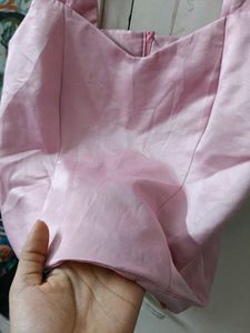 Cute baby pink silk Corset look top