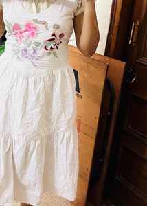 Tiered Pure White Dress ❤️ With Embroidery