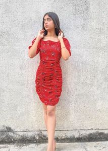 Red Floral Mini Dress