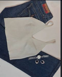White Knit Crop Top