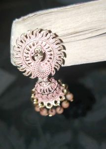 Pink Jhumka Earrings