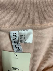 Peach Ribbed Polo Top