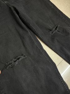 High Waisted Charcoal Ripped Jeans