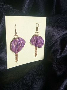 Purple Flower Dangle Earrings