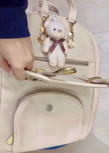 Leather Backpack With Small Teddy