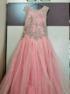 Pink Gown With Beautiful Embroidery