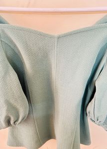 Green Puff Sleeve Top