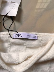 Zara White Cutout Knit Top