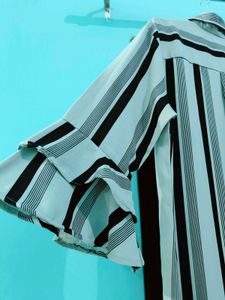 Striped Ruffle Sleeve Tunic
