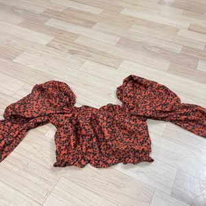 Rust Floral Regular Crop Top.