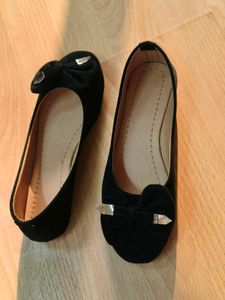 Women Black Bow Velvet Flat Comfortable Ballerinas