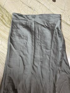 Olive Green Satin Midi Skirt