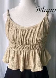 Cute Beige Peplum Top
