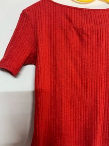 Zara Red Ribbed Top - Size S