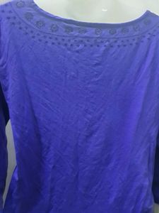 Blue Tunic Top with Embroidered Details