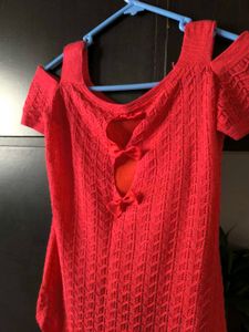 Coral Cut-Out Knit Top