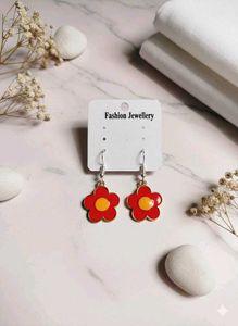 Red Flower Power Earrings