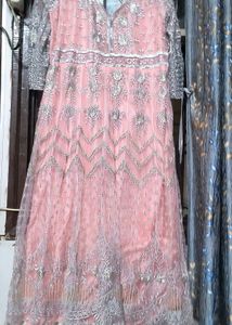Pink &amp; Silver Embellished Gown