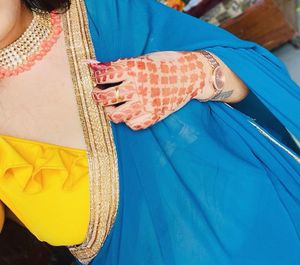 Teal Saree With Unstitched Blouse