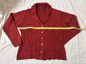 Rust Knitted Button-Down Cardigan