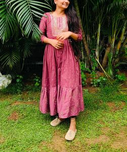 Elegant Embroidered Mauve Dress