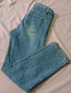 Blue Straight Leg Denim Jeans
