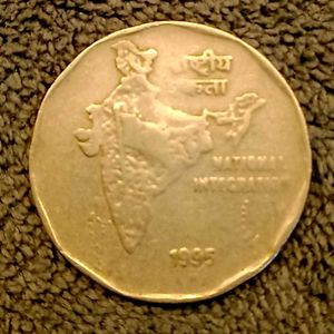 2 Rupees Struck Through Error Coin