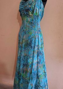 Vintage Blue Halter Dress