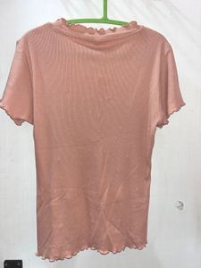 Pink Pearl Embellished Ruffle Tee