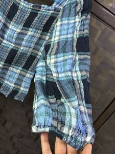 MADAME- BLUE STRIPPED CROP Top