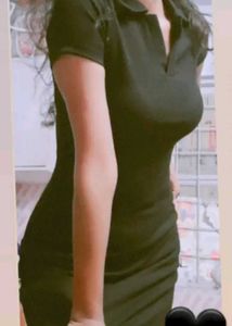 Ribbed Black Midi Dress