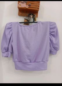 Puff Sleeves Crop Top 💜 Purple