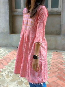 Pink Colour Round Kurti
