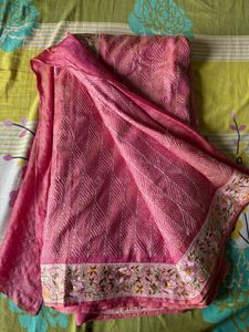 Pink Embroidered Saree