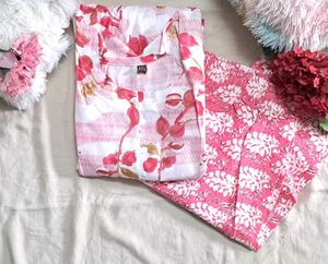 Pink Floral Pant Set