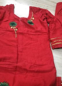 Red Embroidered Salwar Suit