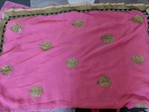Pink Embroidered Saree