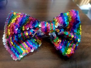 Rainbow Sequin Hair Bow