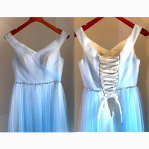 Elegant Evening A-line Off The Shoulder Sky Blue