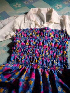 Floral Smocked Dress with Shirt